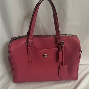 Coach Peyton Leather Nancy Satchel Purse Pink Fuschia D1492-F31403